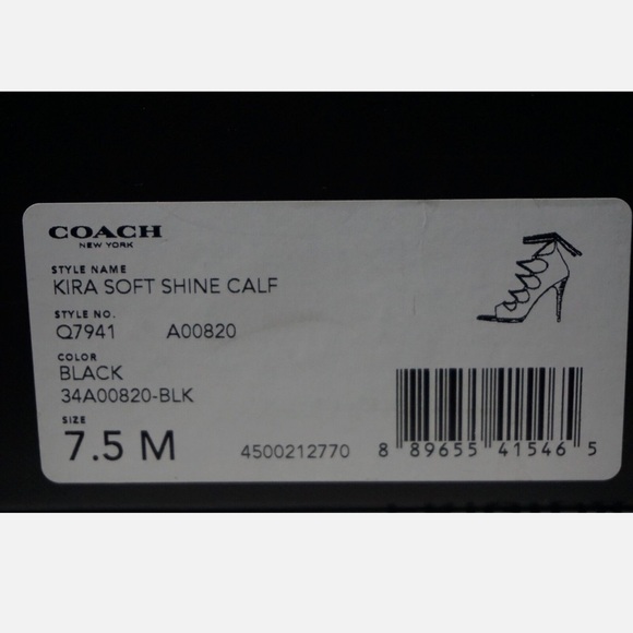 Coach Kira Lace-up Black Leather Stiletto HEELS Size 7.5 - Picture 10 of 10